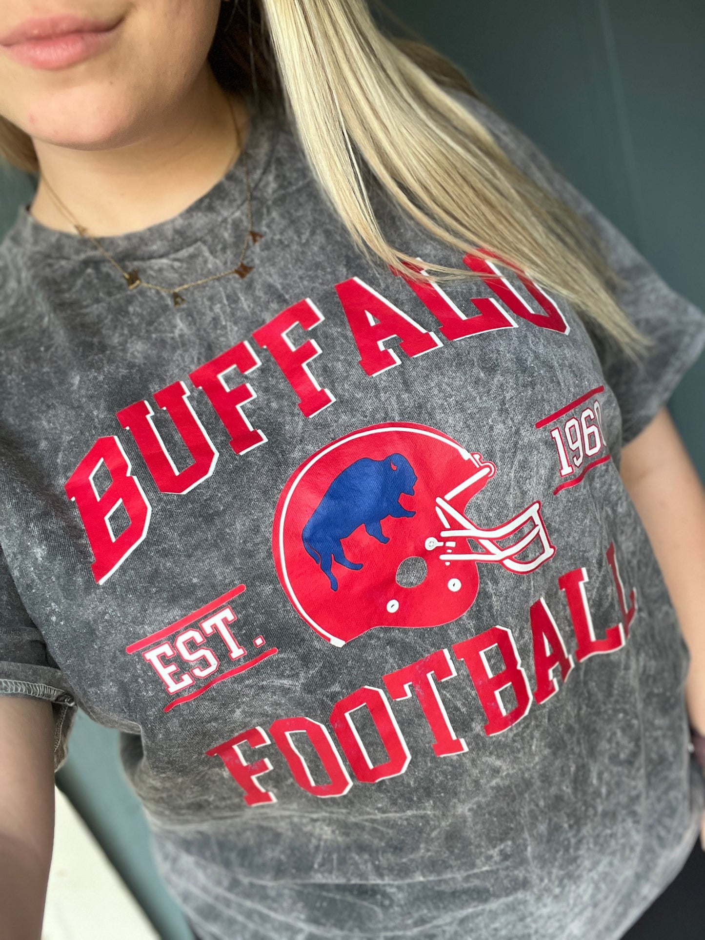 Buffalo football acid wash tee