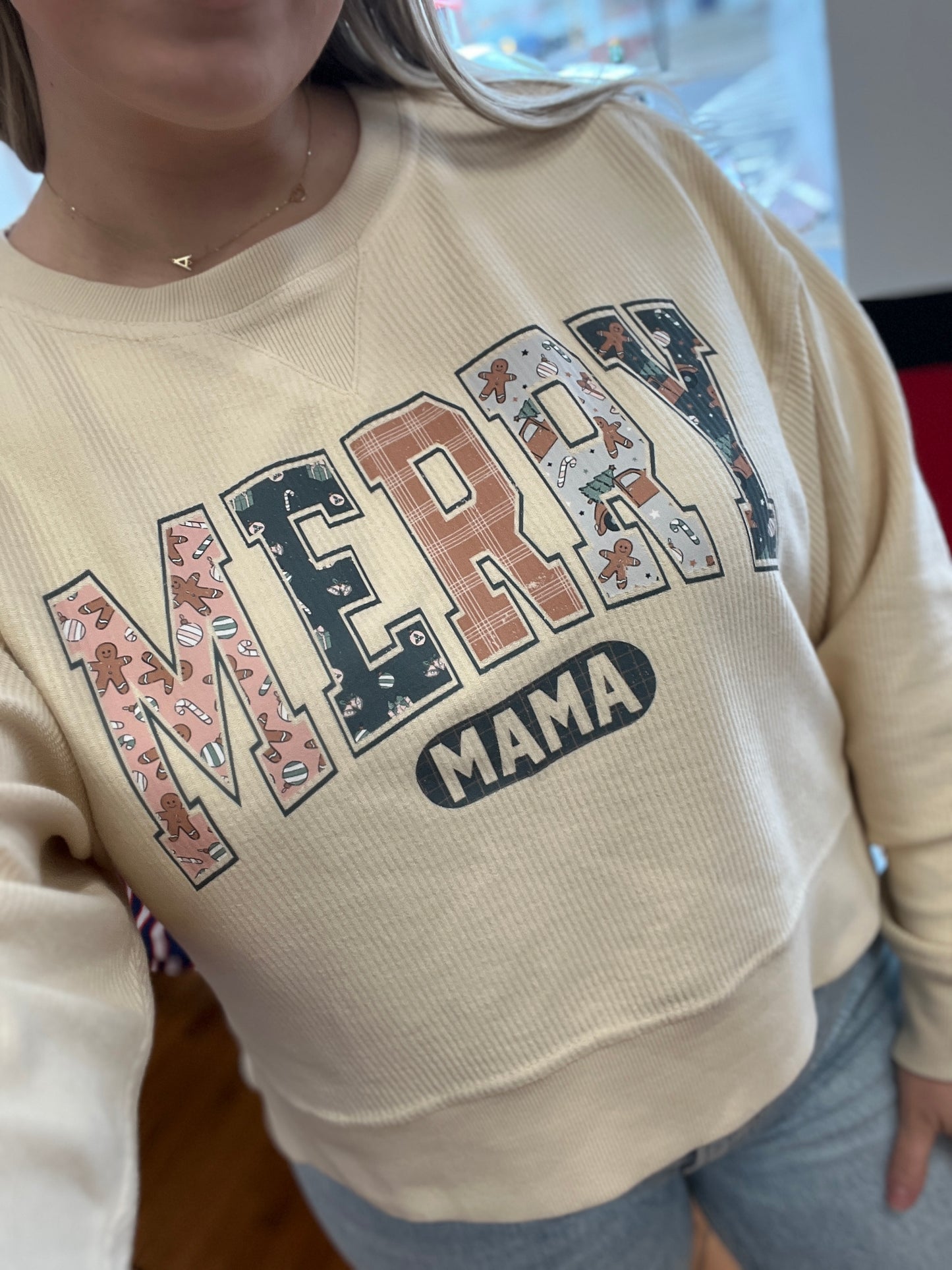 Merry Mama corded crewneck