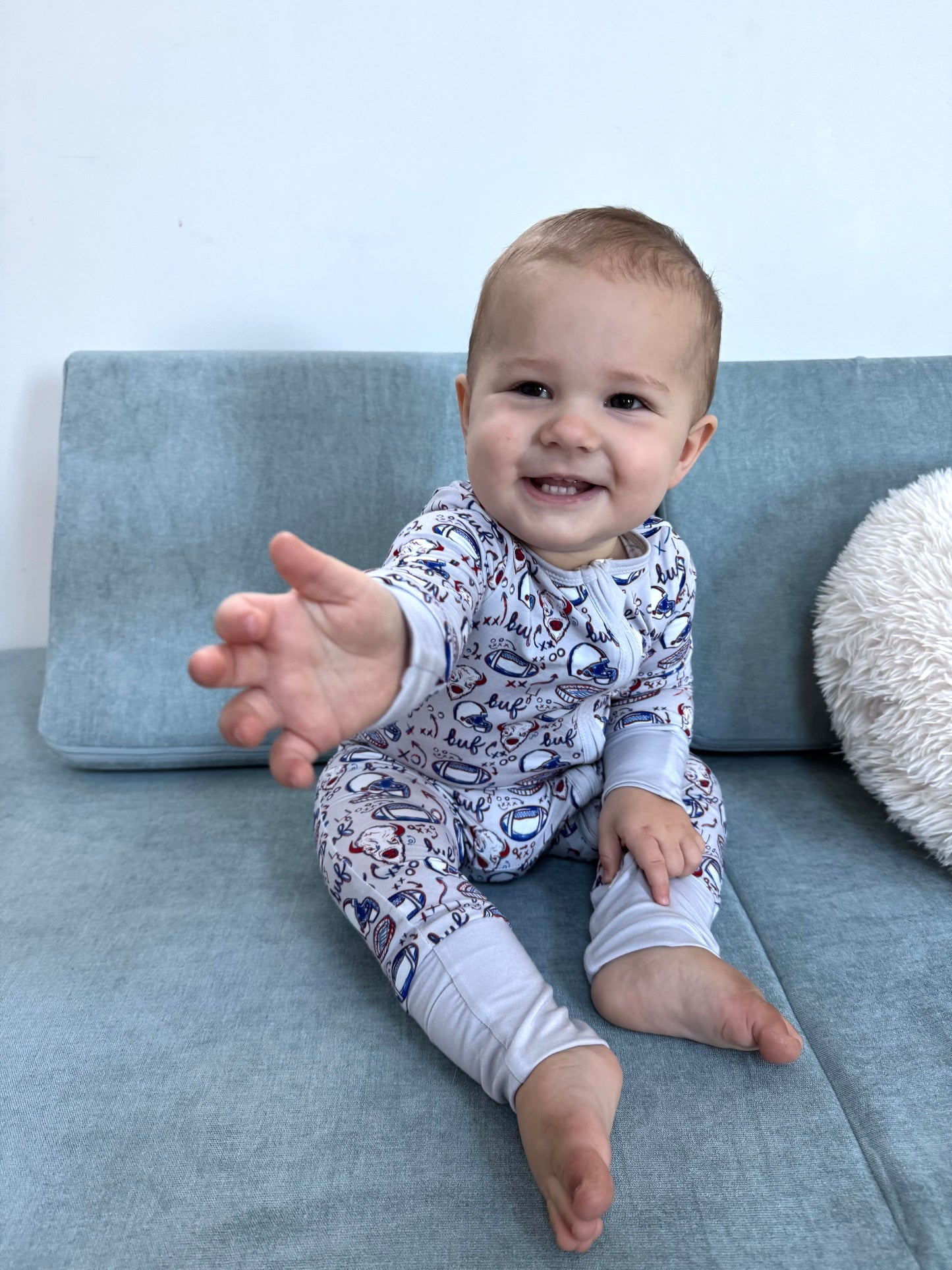 Arden Gray Kids Doodle PJs, Bamboo cotton PJs, Baby and Kids Buffalo Football Jammies