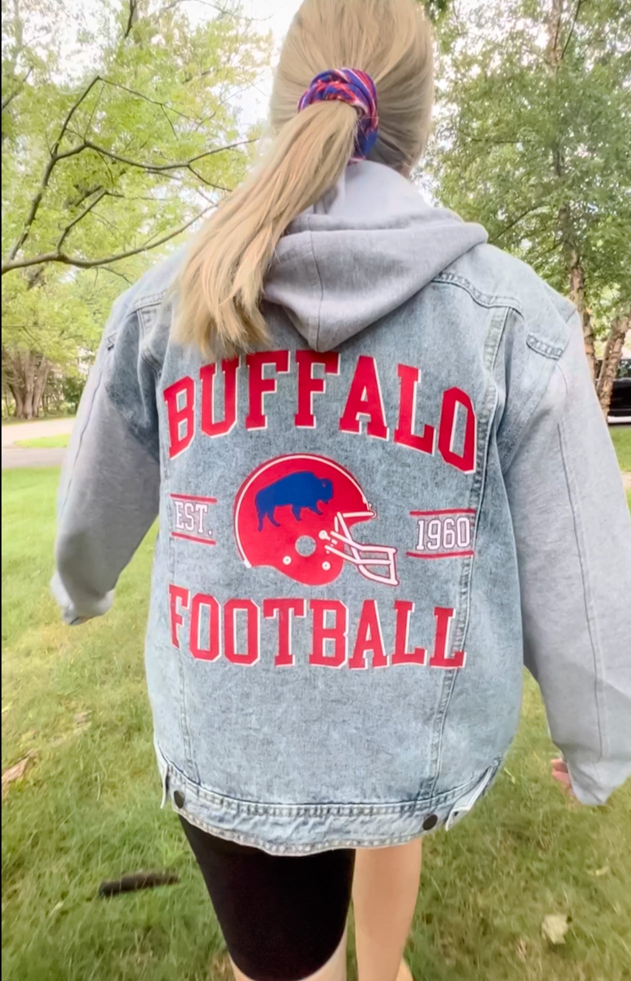 Buffalo Football Denim Jacket, Buffalo sweatshirt jacket, Buffalo denim jacket