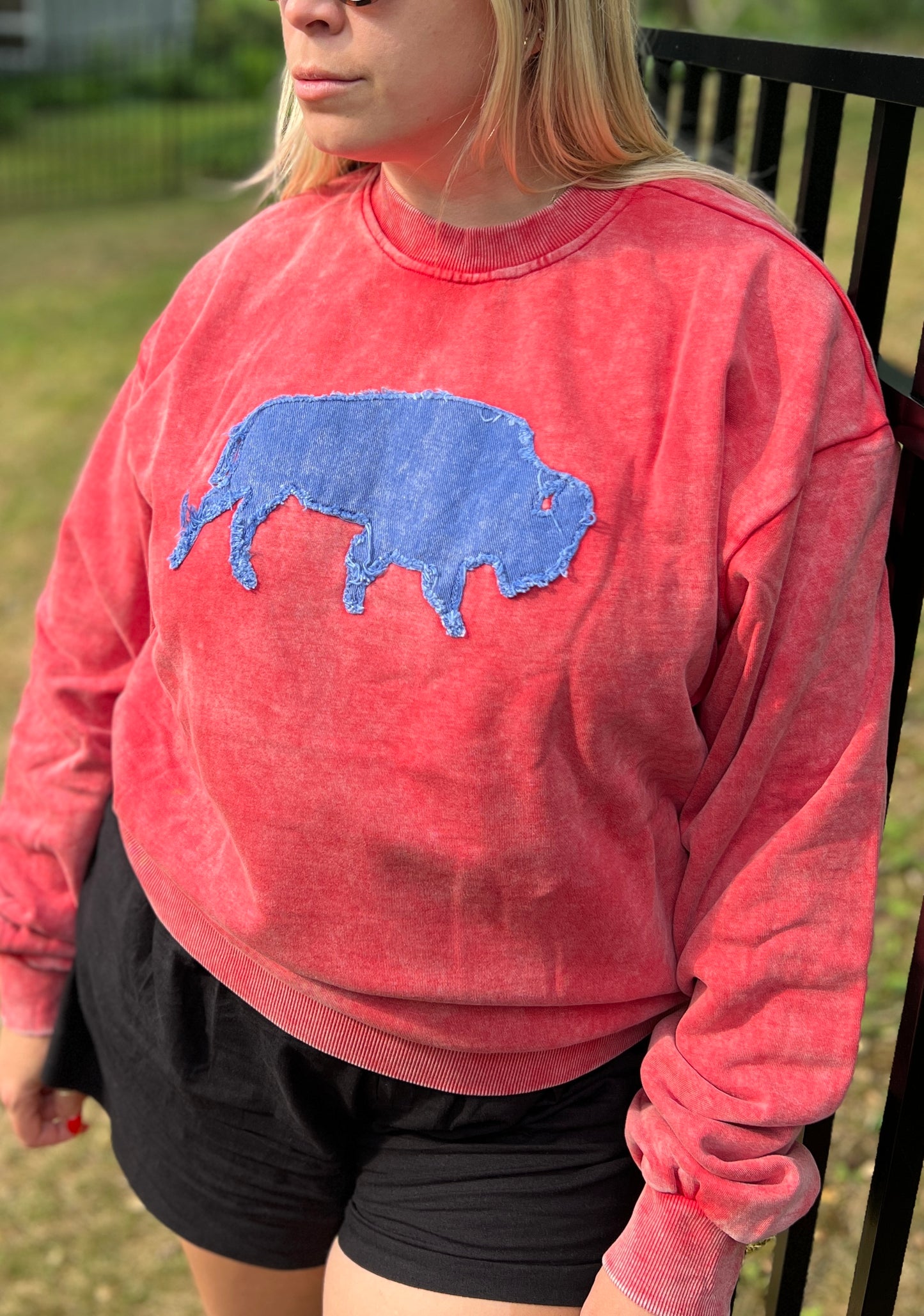 Applique Red Buffalo Crewneck