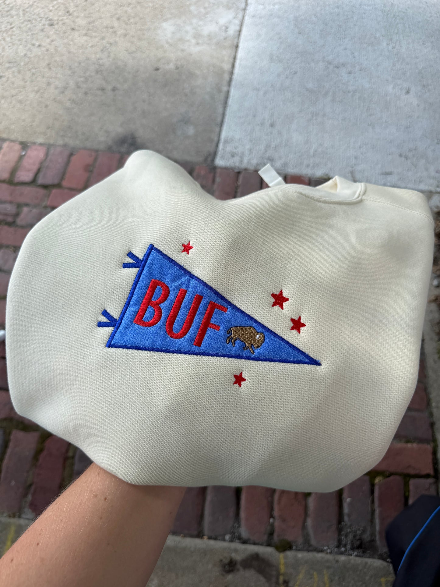 BUF pennant applique sweatshirt