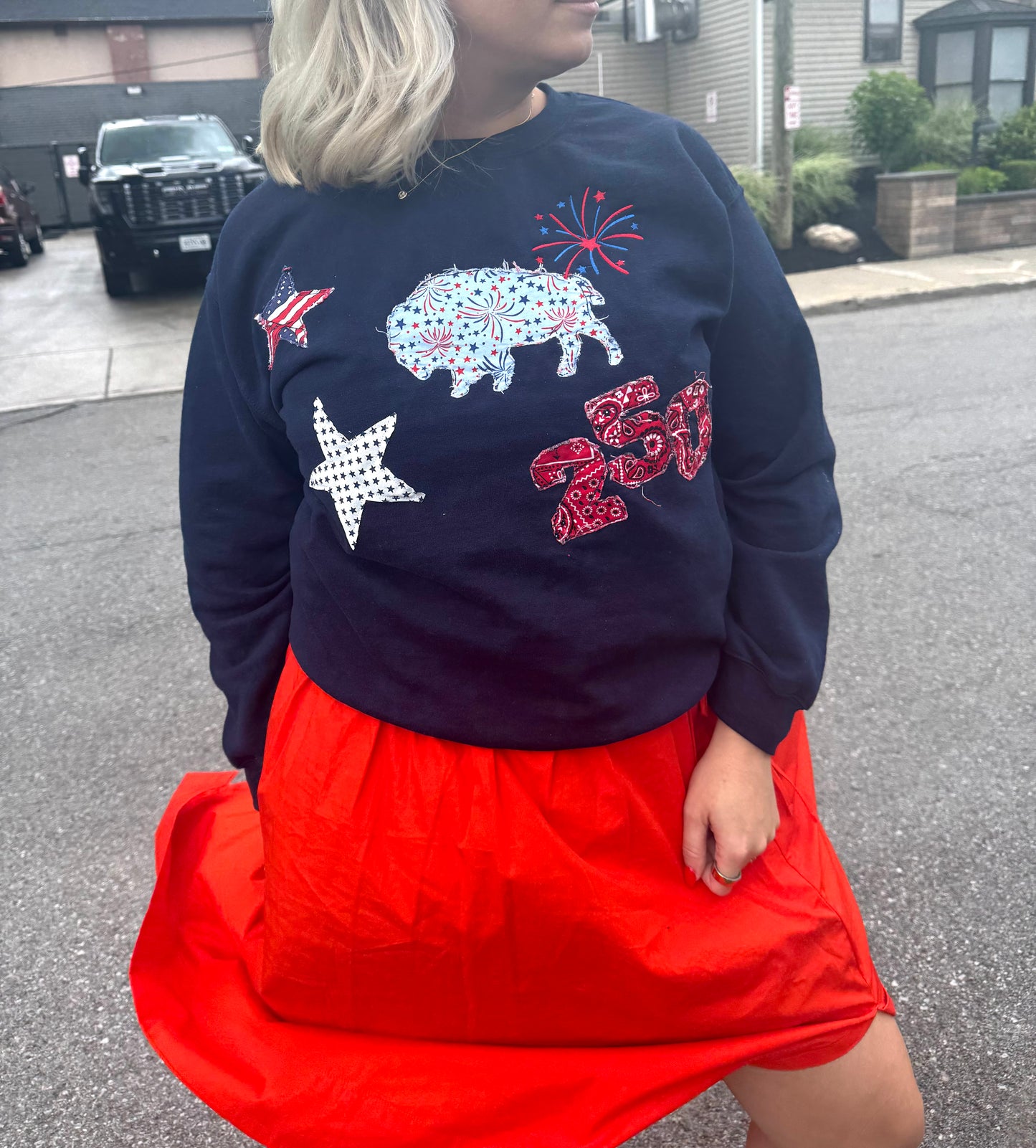 BUF/USA 250 Patchwork Embroidered Crewneck