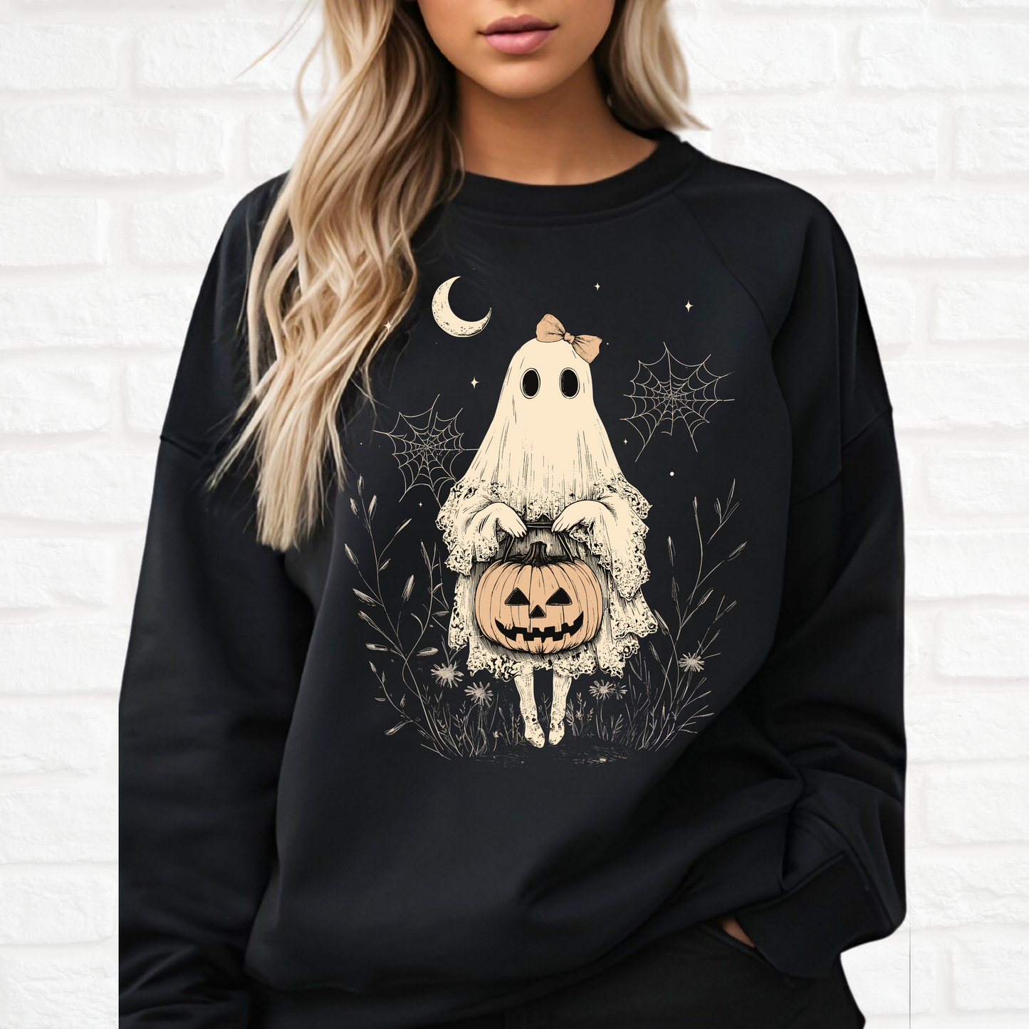 Lacey ghost crewneck, Ghost sweatshirt, Lace ghost sweater