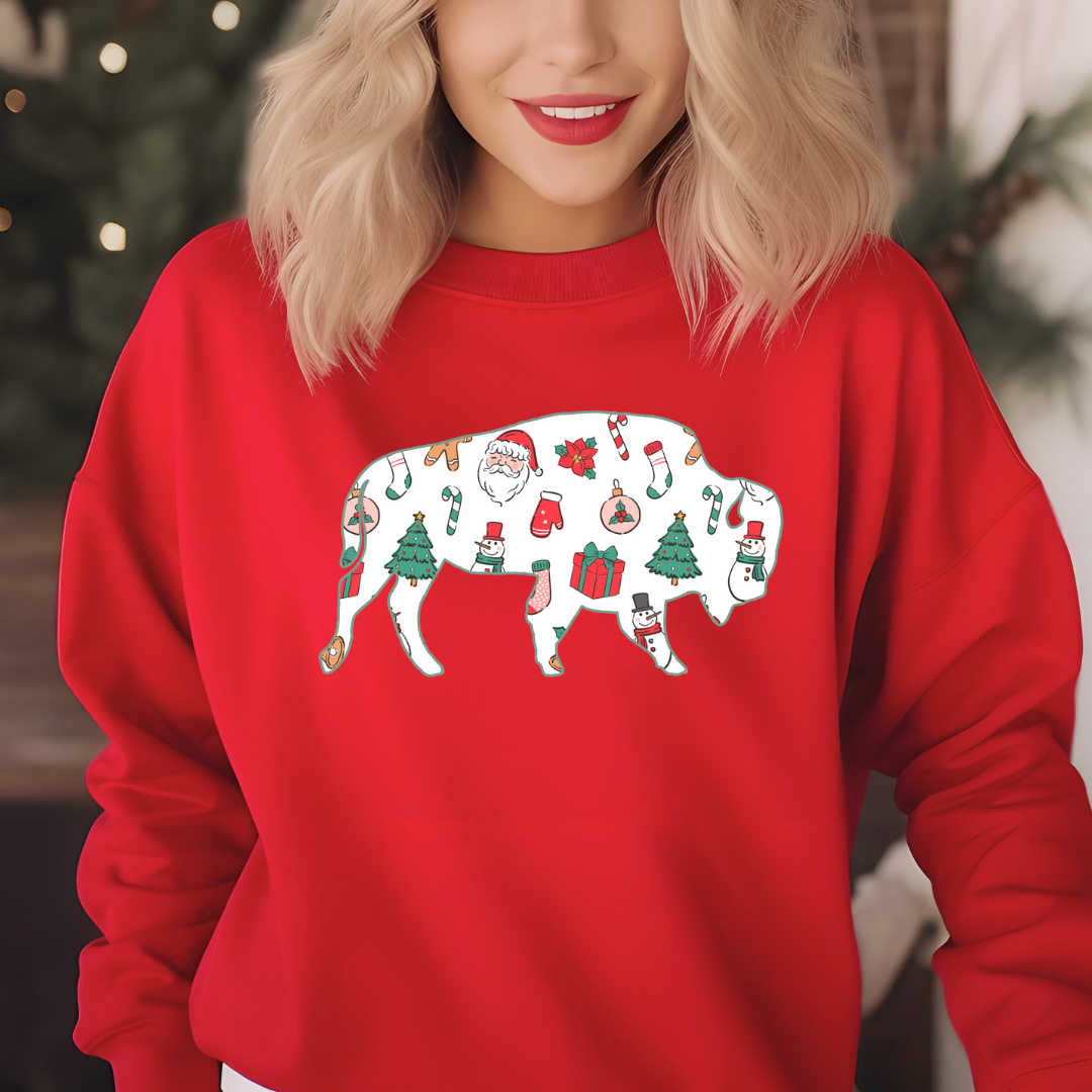 Santa Buffalo crewneck, Christmas crewneck, Christmas sweatshirt