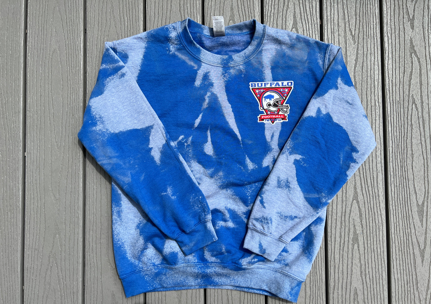 Buffalo bleached embroidered crewneck, Buffalo embroidered crewneck, Buffalo tie-dye vintage crewneck