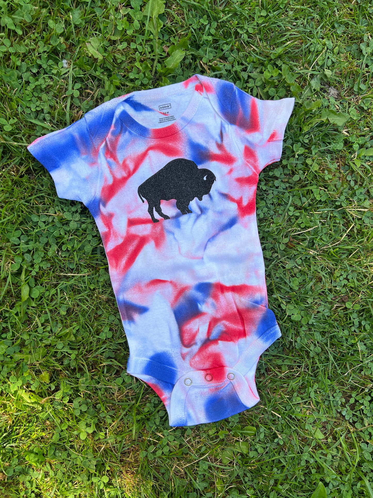 Buffalo baby onesie, baby buffalo tie-dye onesie
