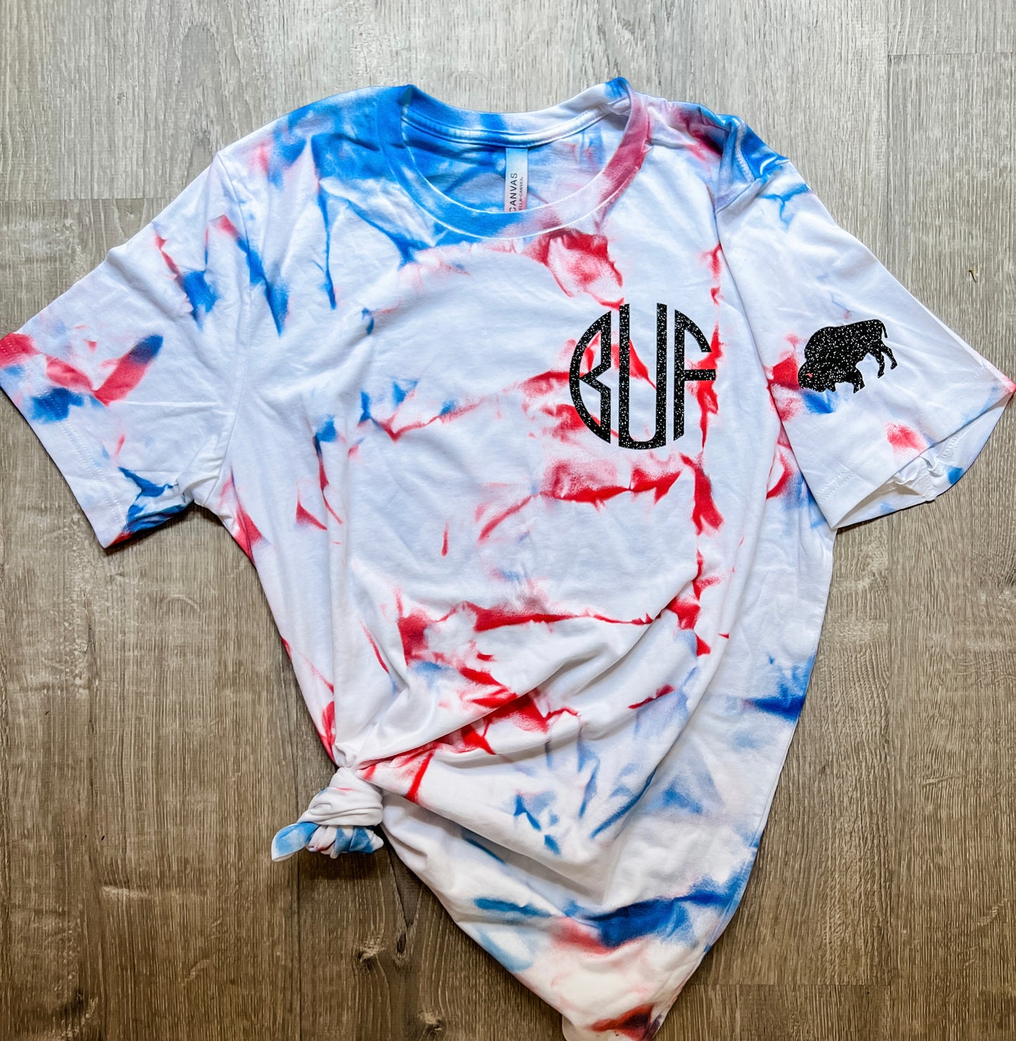 Buffalo tie-dye monogram tee