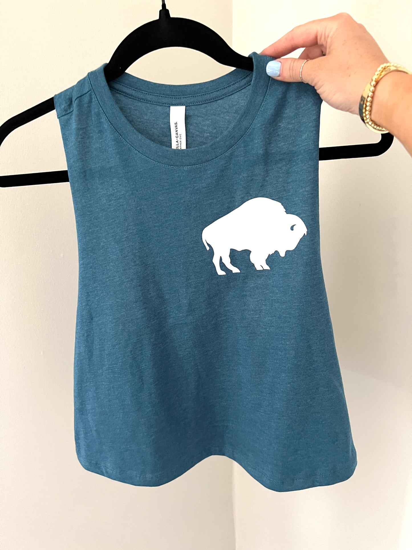 Buffalo Tank Top, Buffalo Logo Crop Tank, Buffalo Blue Tank
