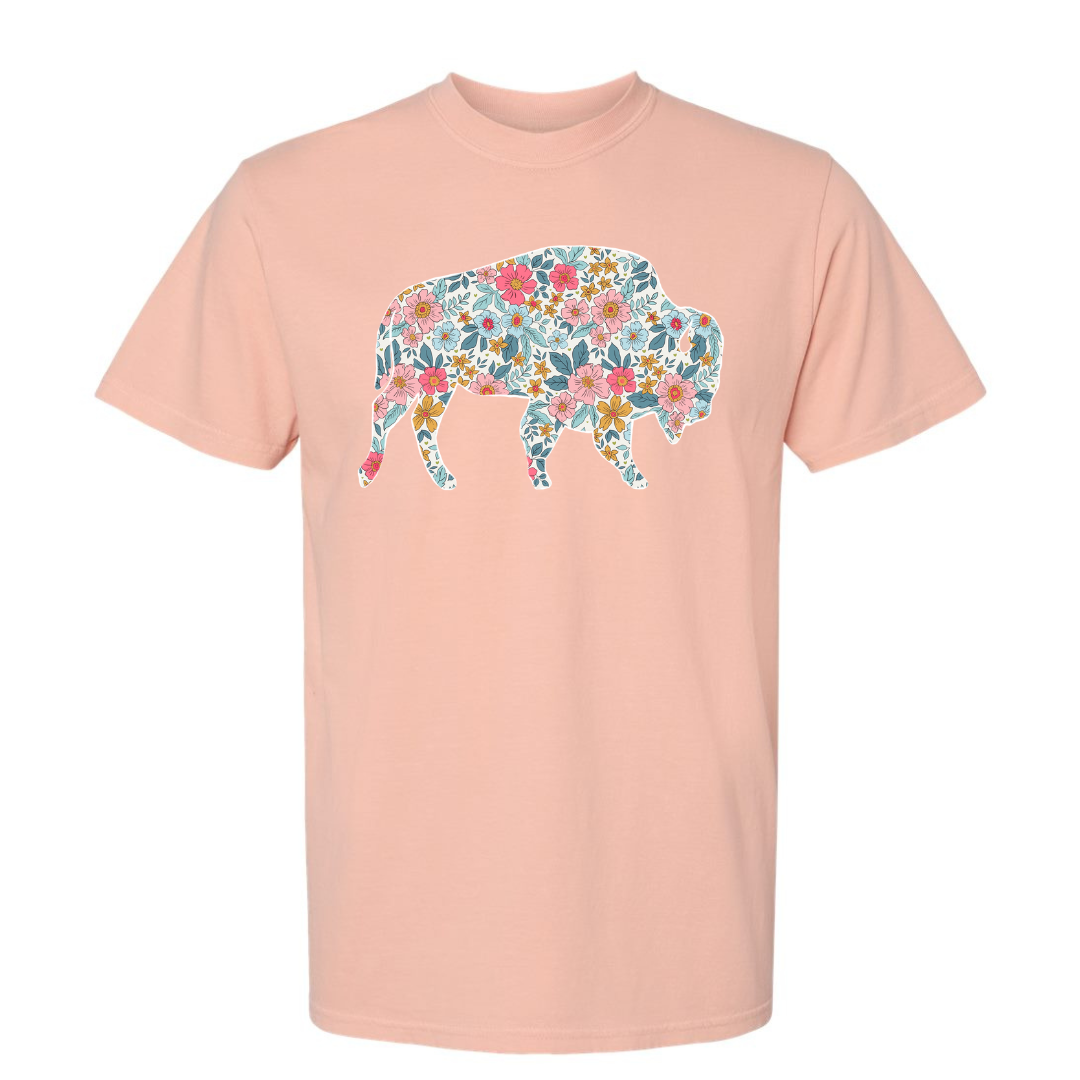 Spring floral standing Buffalo tee or crew