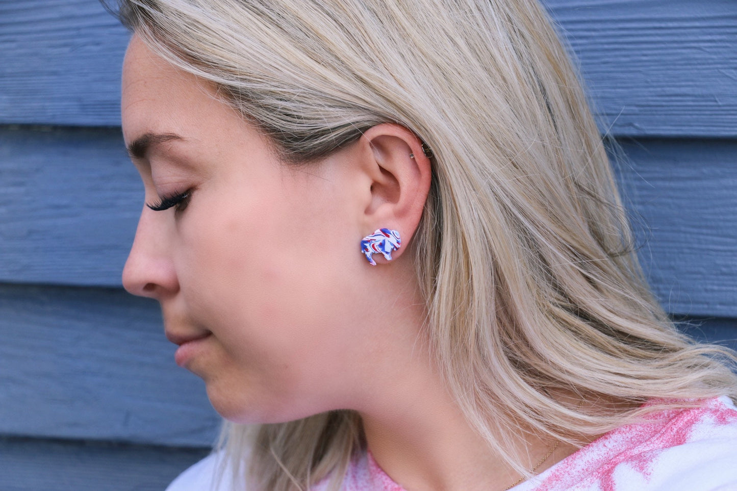 Buffalo Polymer Clay Stud Earrings