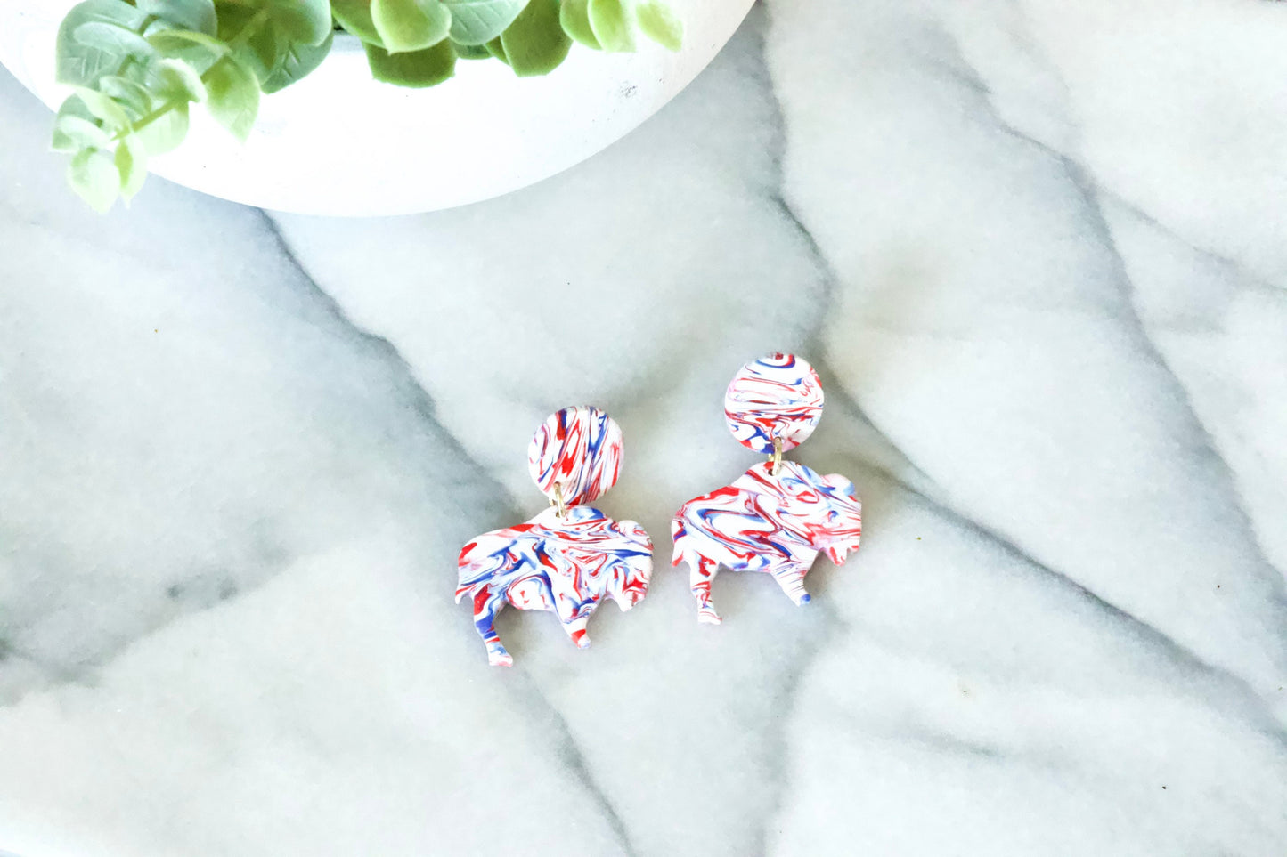 Buffalo Dangle Polymer Clay Earrings, Buffalo Earrings, Polymer Clay Buffalo