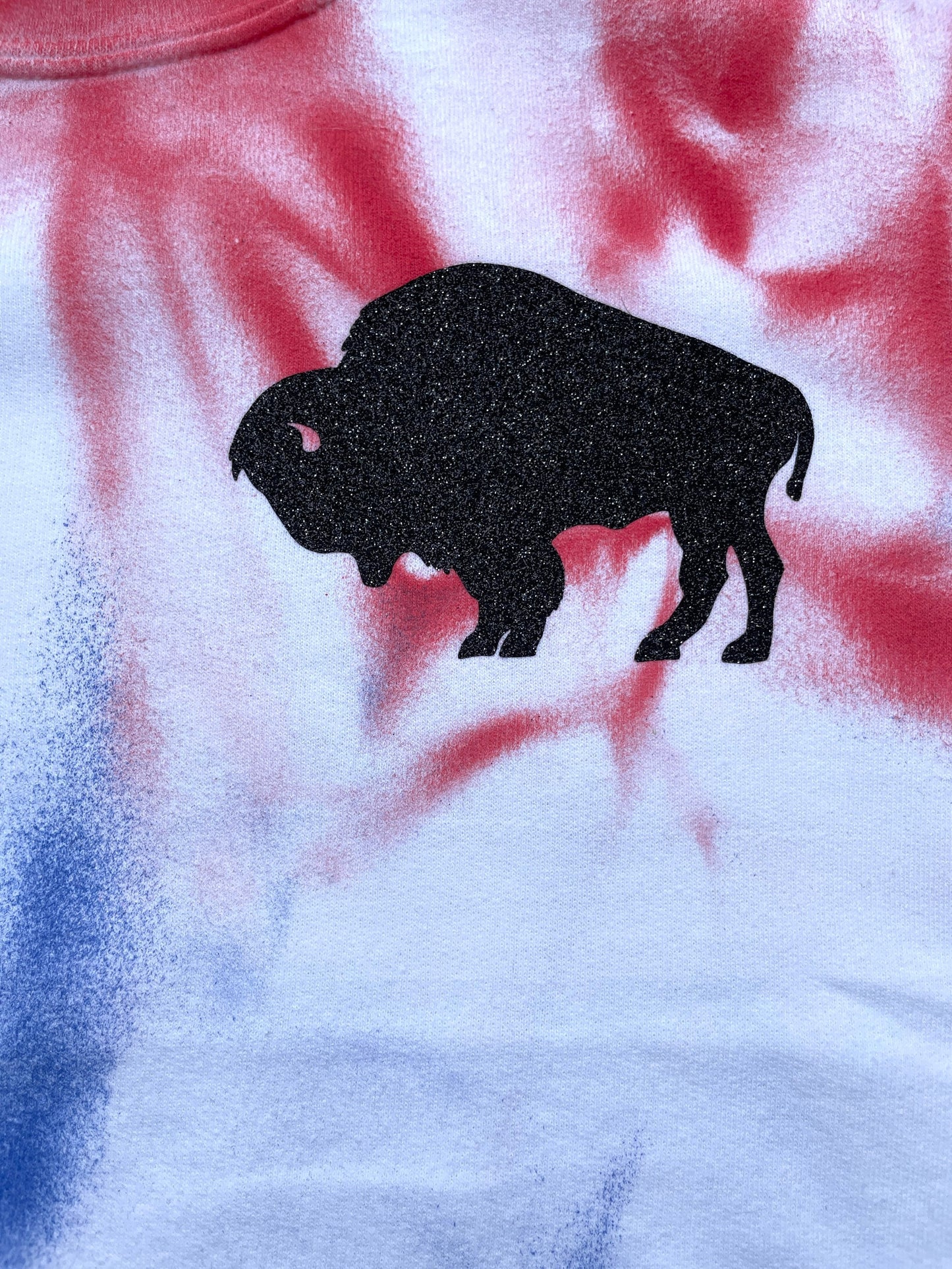 Buffalo Tie-Dye Red White Blue Crewneck