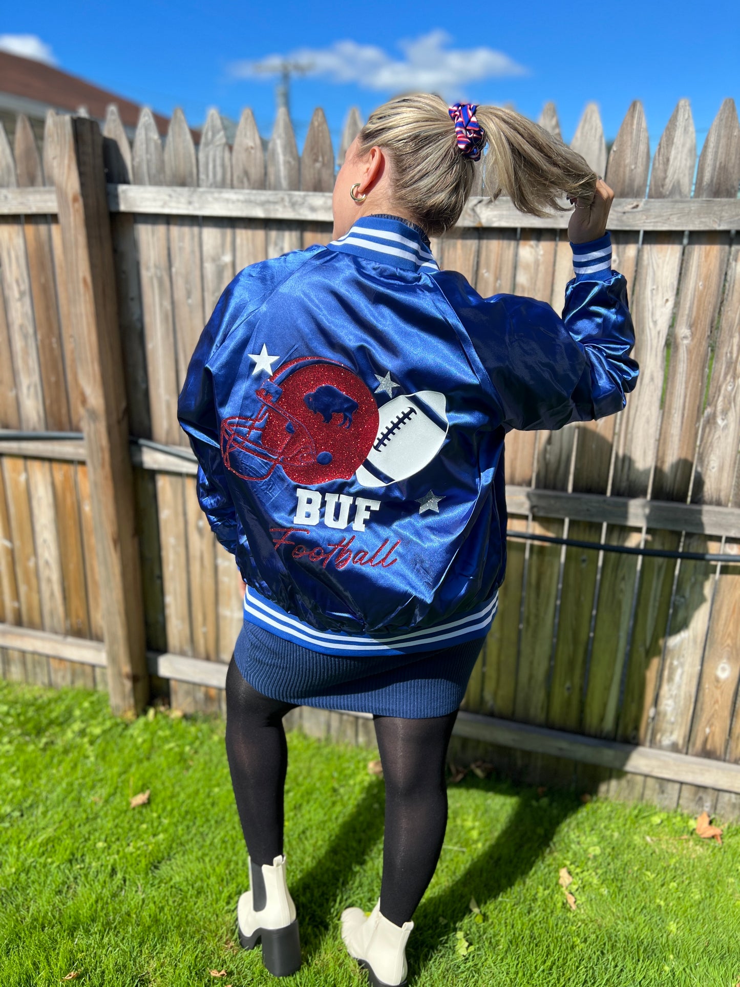 Buffalo satin jacket, Buffalo varsity jacket, Buffalo Football jacket