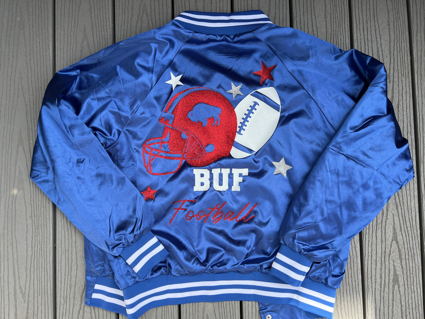 Buffalo satin jacket, Buffalo varsity jacket, Buffalo Football jacket