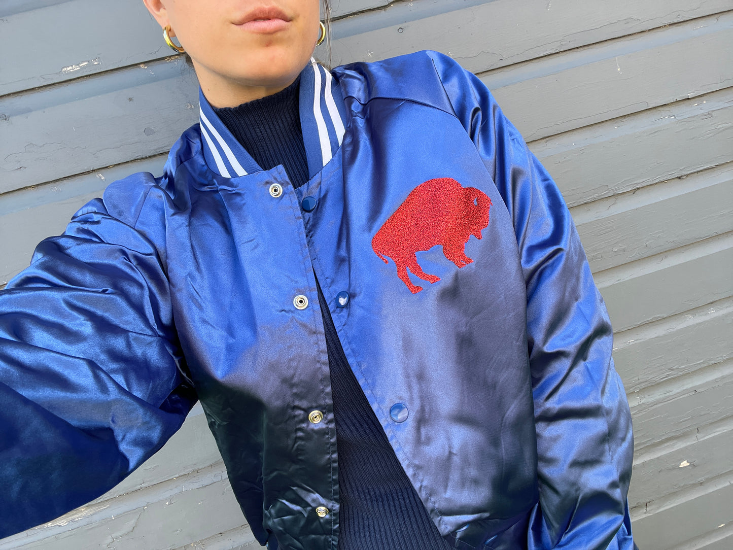 Buffalo satin jacket, Buffalo varsity jacket, Buffalo Football jacket