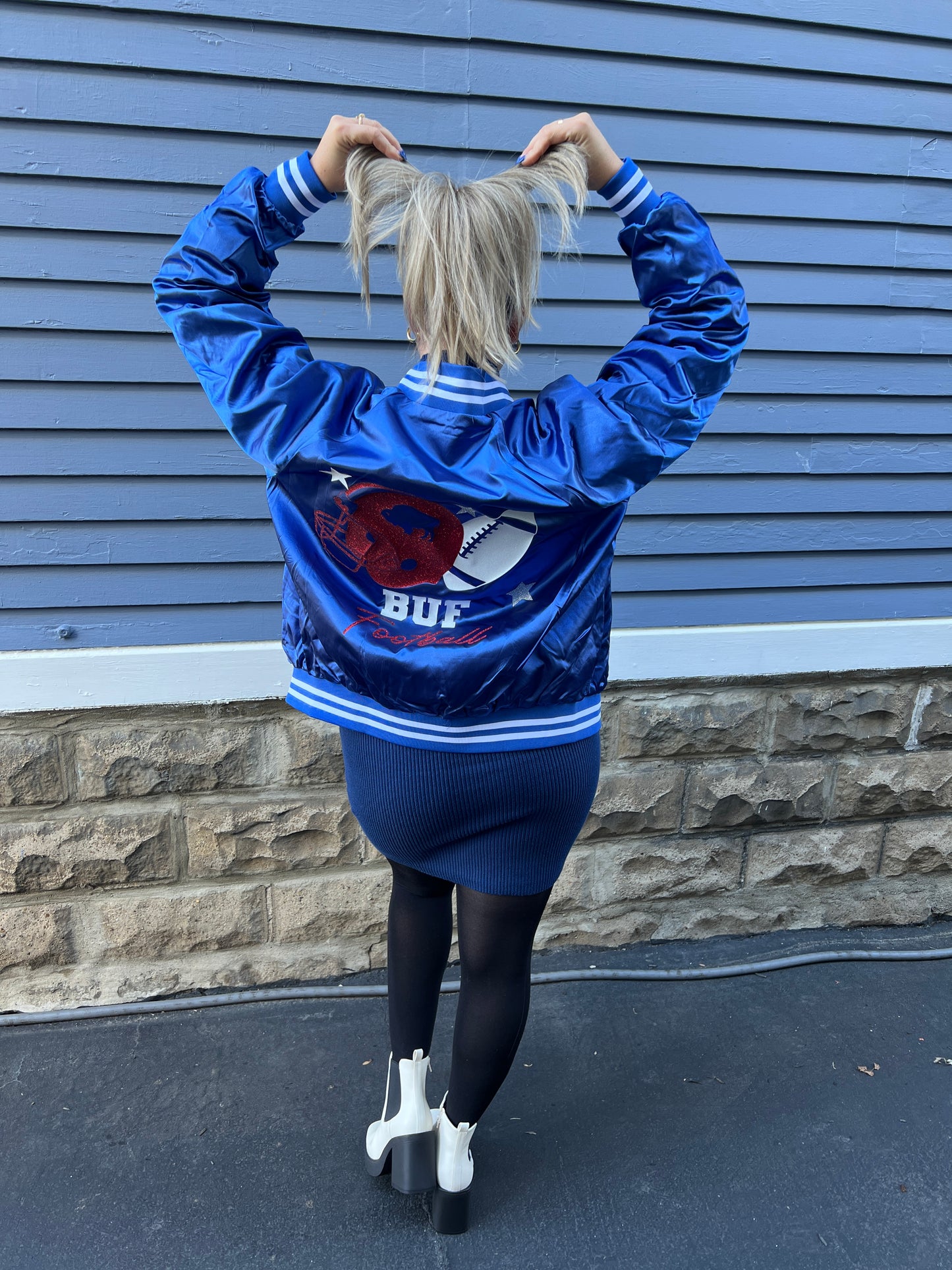 Buffalo satin jacket, Buffalo varsity jacket, Buffalo Football jacket
