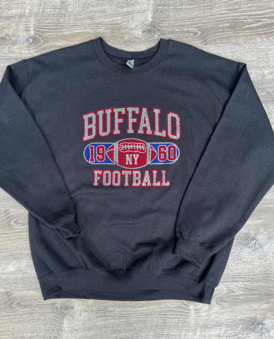 Buffalo sparkle rhinestone crewneck, Buffalo rhinestone football crew