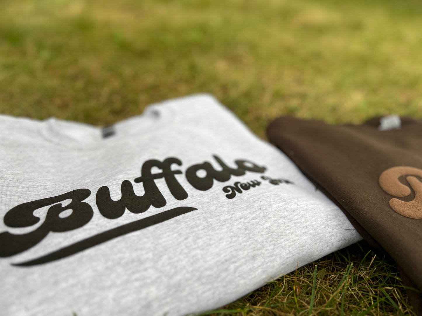 Buffalo puff print crewneck, Buffalo monochromatic crew