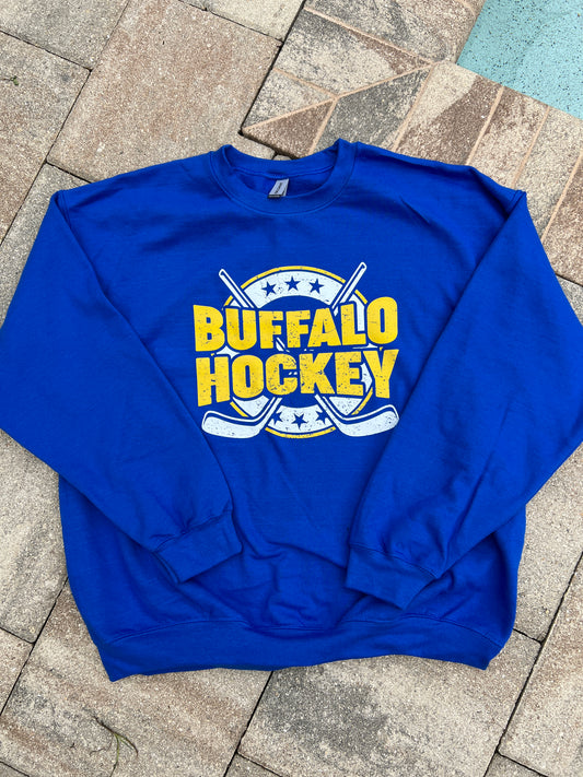 Buffalo hockey distressed crew, Buffalo hockey sweatshirt