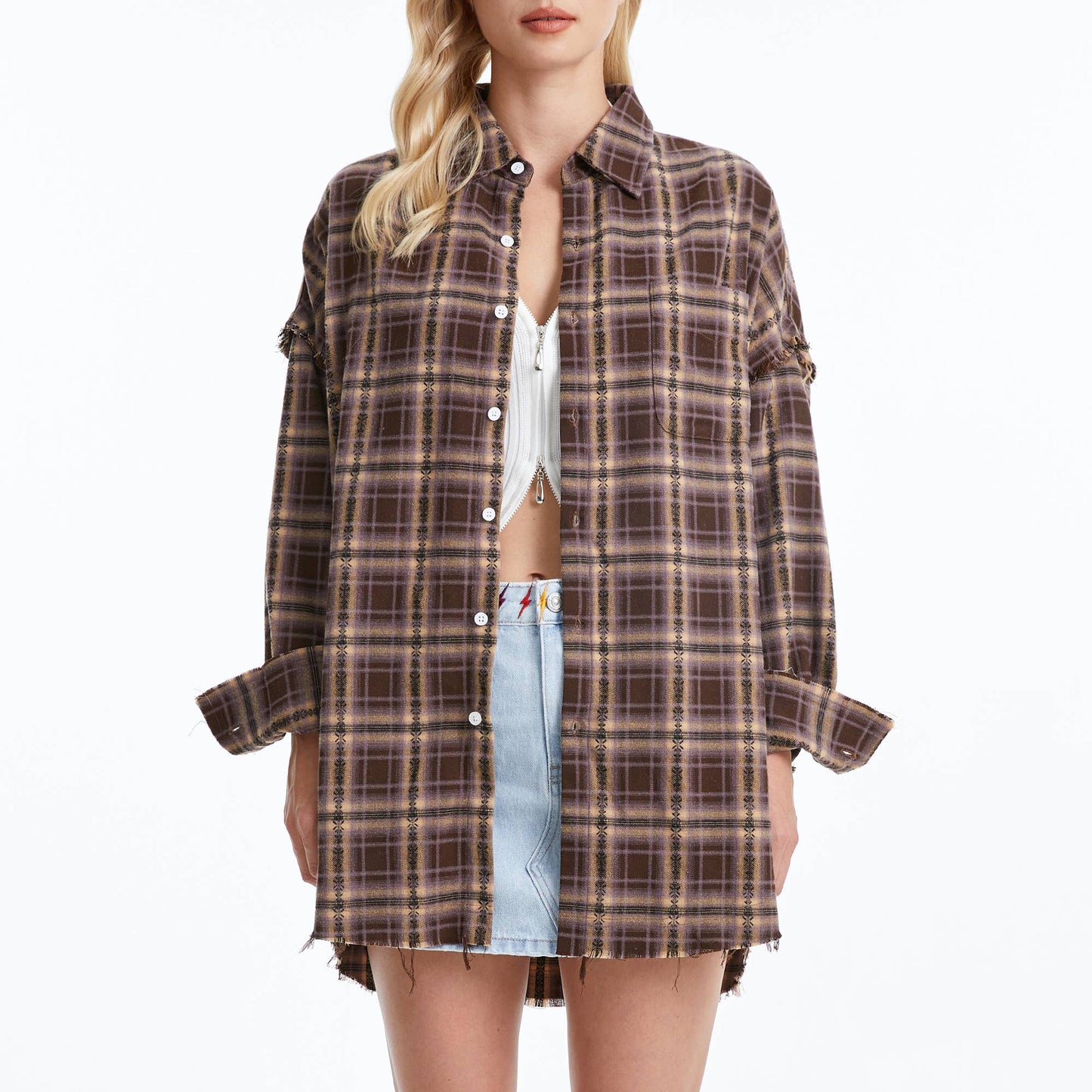 Thick long oversized flannel