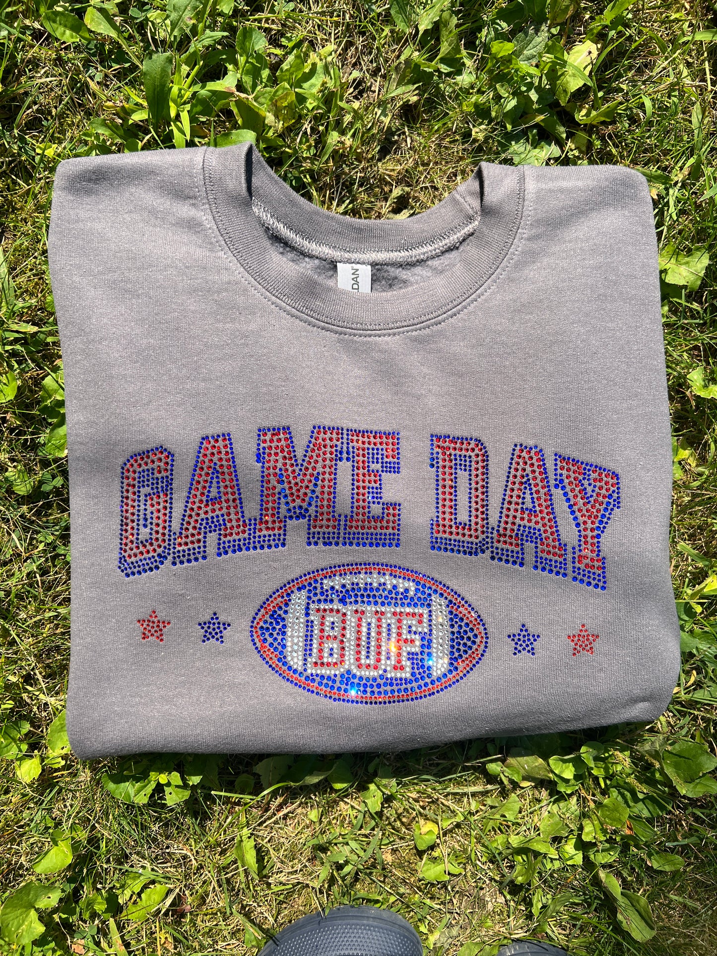 Gameday BUF rhinestone crew, Gameday Buffalo crewneck, Rhinestone Buffalo crew