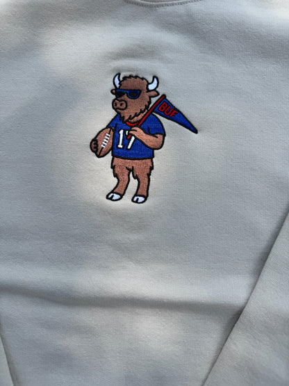 Buffalo with Pennant Embroidered Crewneck