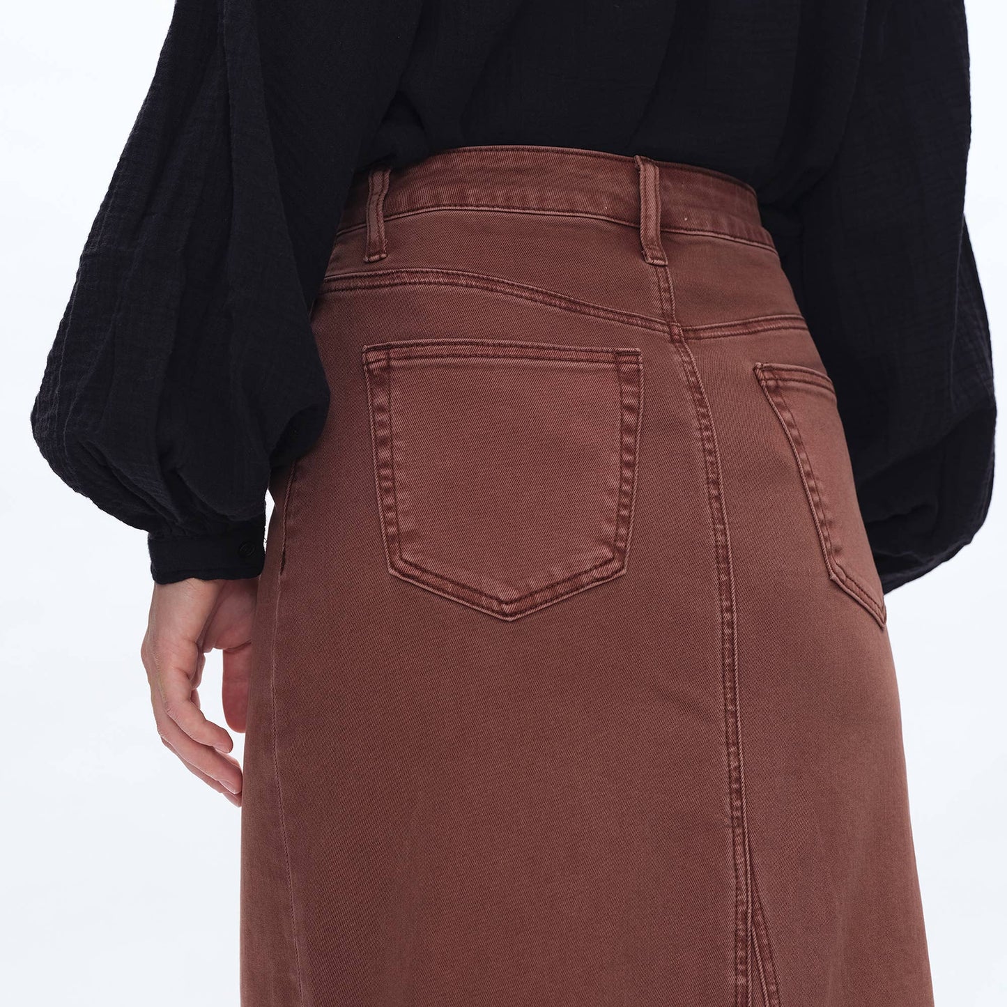 Pencil Jean Midi Skirt