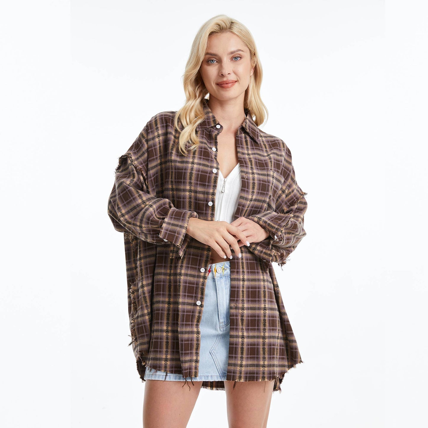 Thick long oversized flannel