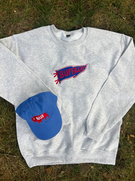 Buffalo embroidered pennant crew