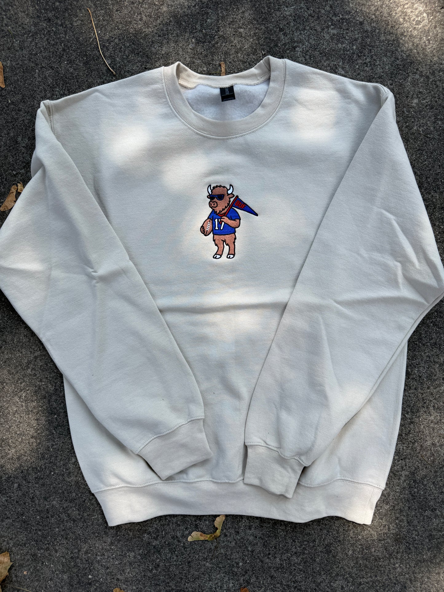 Buffalo with Pennant Embroidered Crewneck