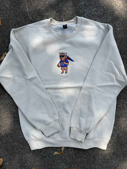 Buffalo with Pennant Embroidered Crewneck