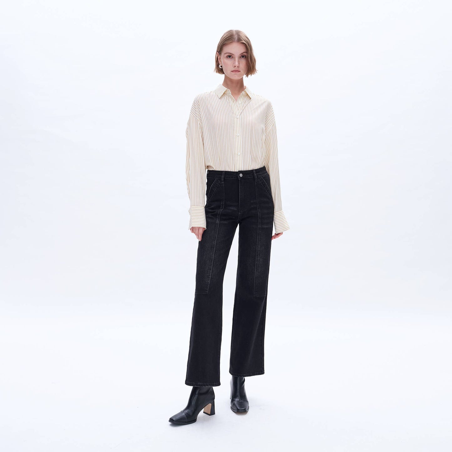 SUPER HIGH RISE WIDE LEG JEANS: BLACK