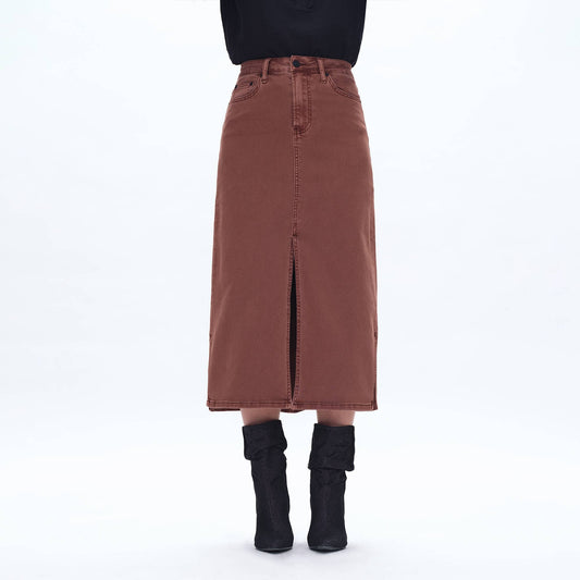 Pencil Jean Midi Skirt