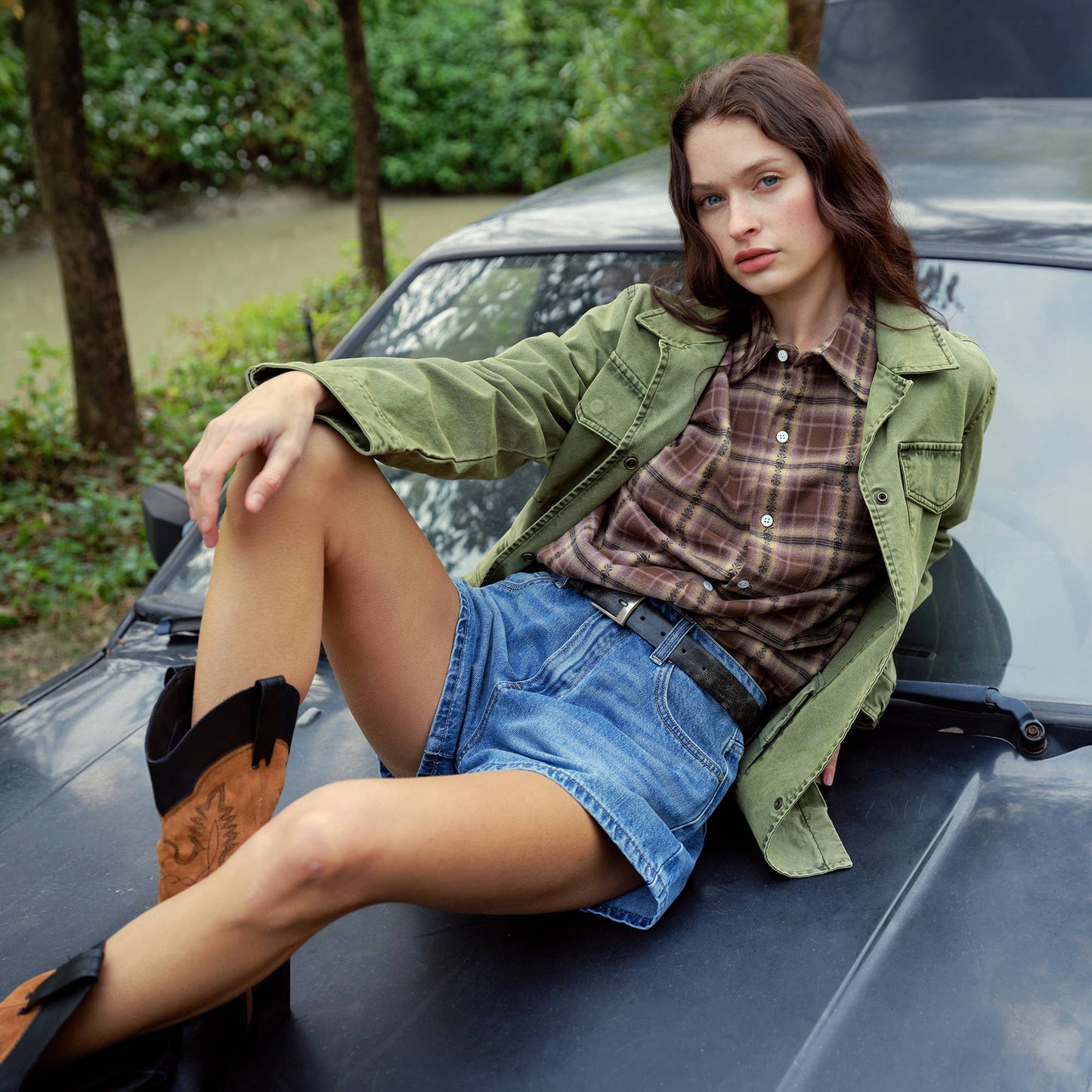 Thick long oversized flannel