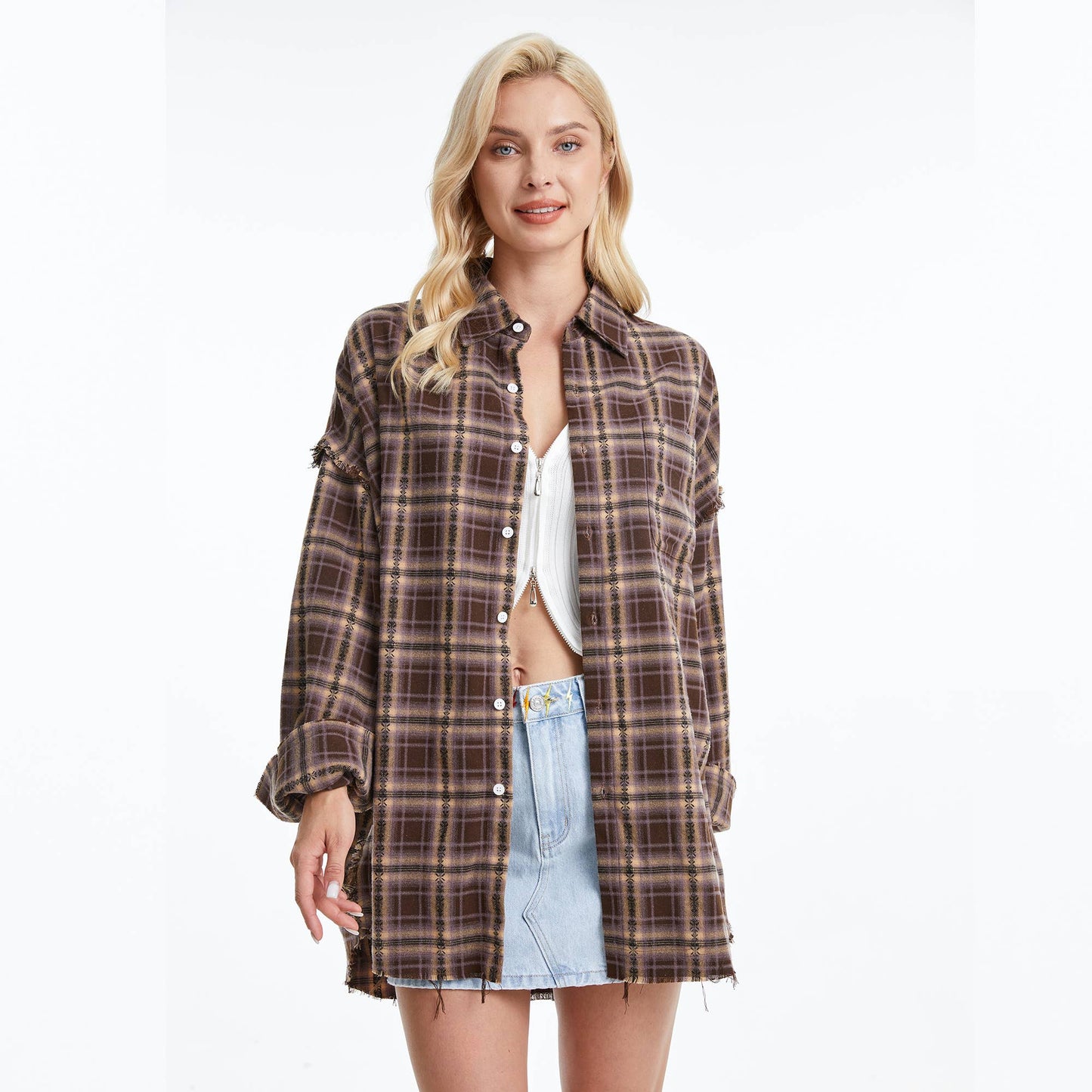 Thick long oversized flannel