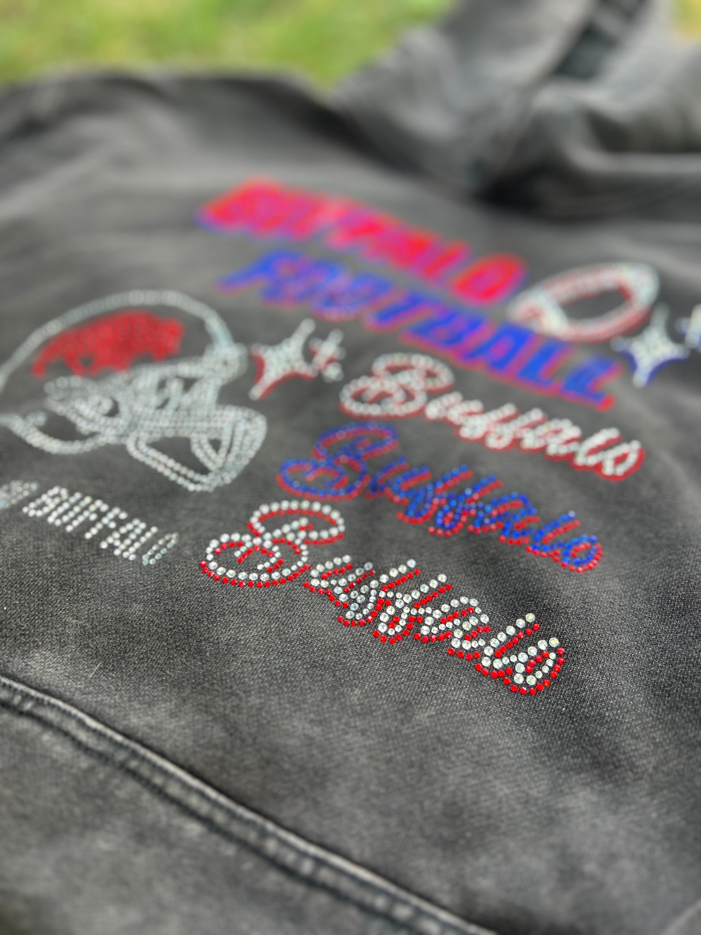 Buffalo Acid Wash Boyfriend Sparkle Hoodie, Thick Buffalo Hoodie, Buffalo football hoodie