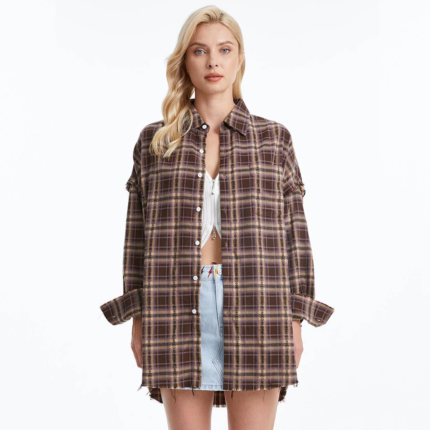 Thick long oversized flannel