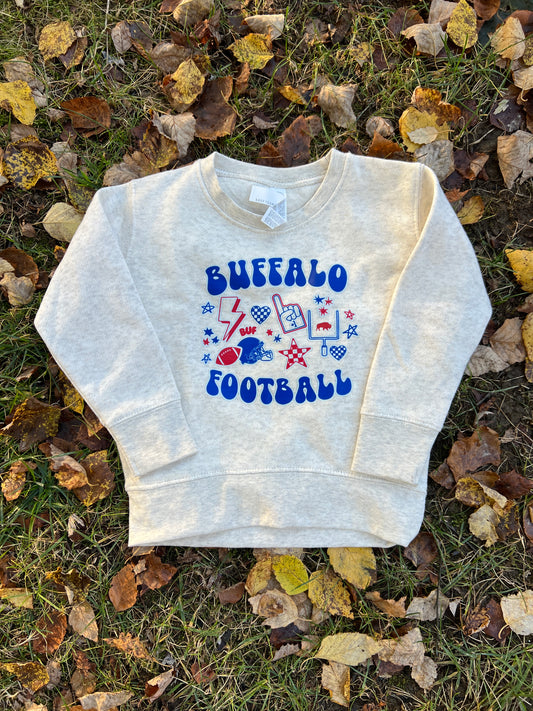 Toddler and Youth Cluster Crewneck, Buffalo kids crewneck, Buffalo toddler sweatshirt