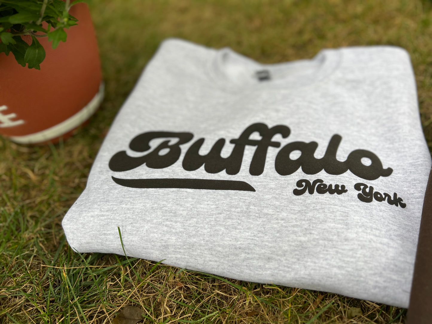 Buffalo puff print crewneck, Buffalo monochromatic crew