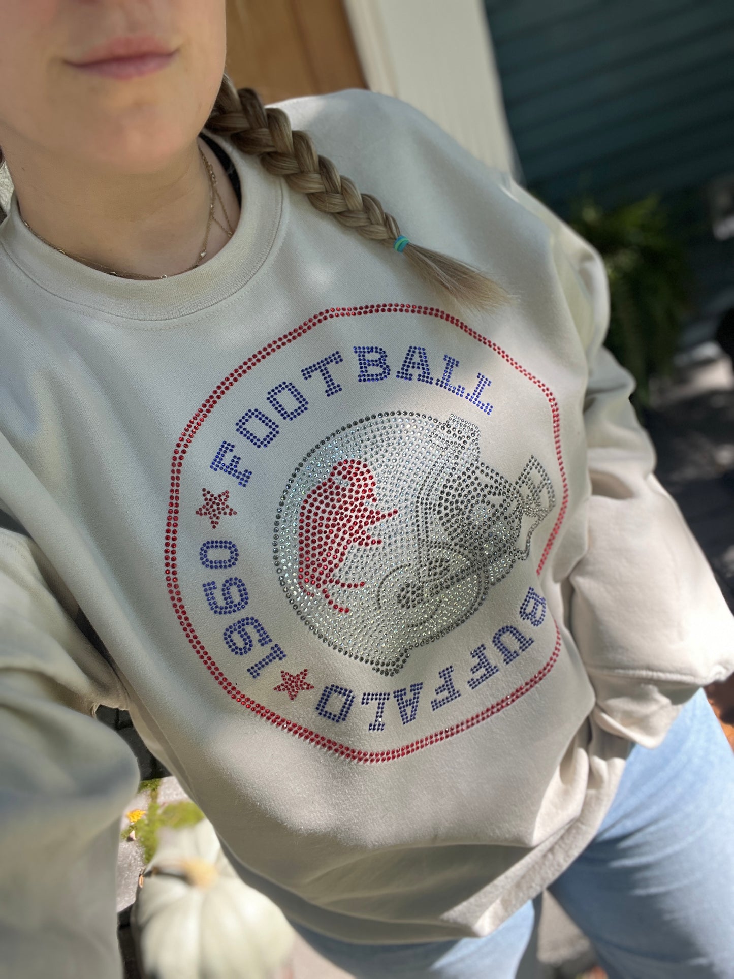 Buffalo Football bling crewneck, Buffalo bling sweatshirt