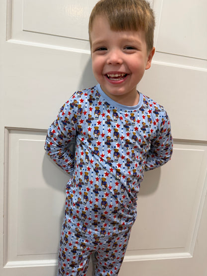 Arden Gray Football Bear PJ’s, Toddler Buffalo Jammies, Bamboo Cotton PJs