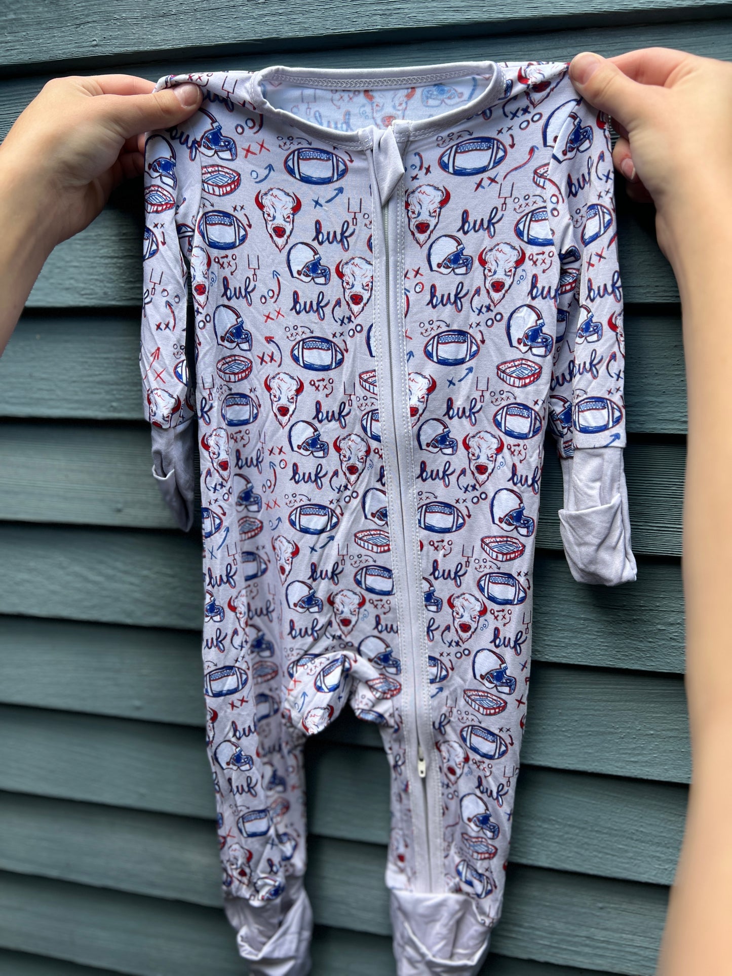 Arden Gray Kids Doodle PJs, Bamboo cotton PJs, Baby and Kids Buffalo Football Jammies