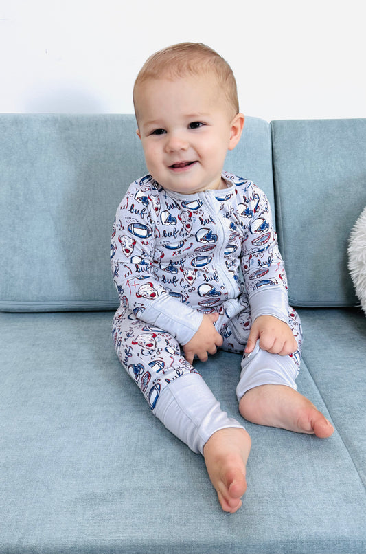Arden Gray Kids Doodle PJs, Bamboo cotton PJs, Baby and Kids Buffalo Football Jammies