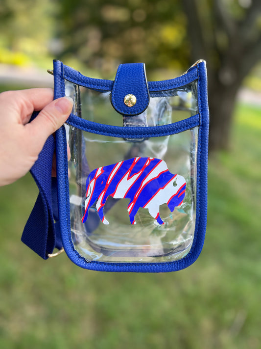 Leather clear stadium approved crossbody bag