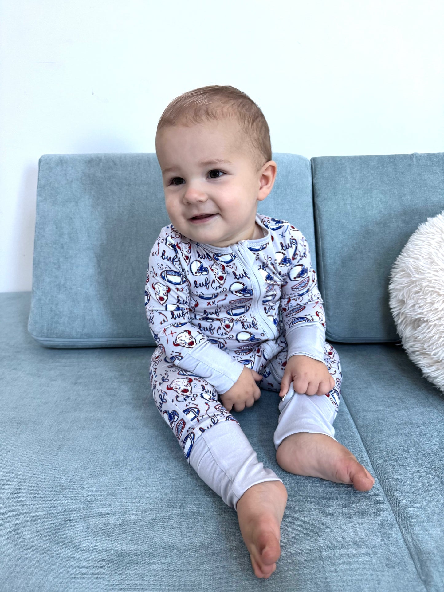 Arden Gray Kids Doodle PJs, Bamboo cotton PJs, Baby and Kids Buffalo Football Jammies