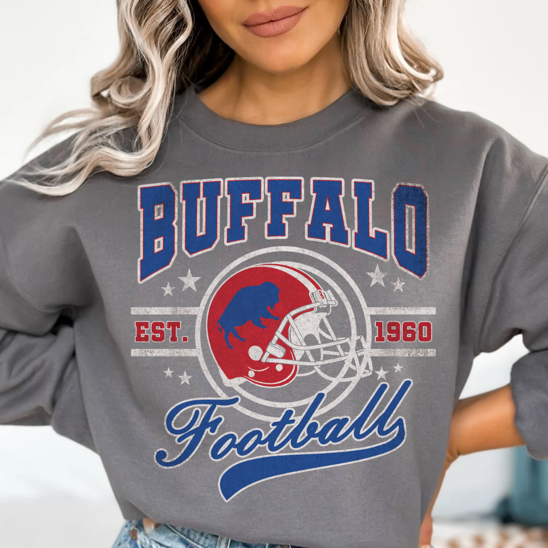 Classic retro inspired Buffalo Football crewneck