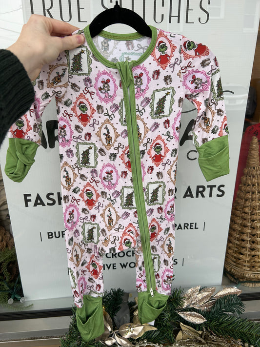 Grinch Bamboo Cotton Pajamas, Grinch Children's Onesie, Grinch Children's Pajamas, Bamboo Pajamas, Bamboo Grinch