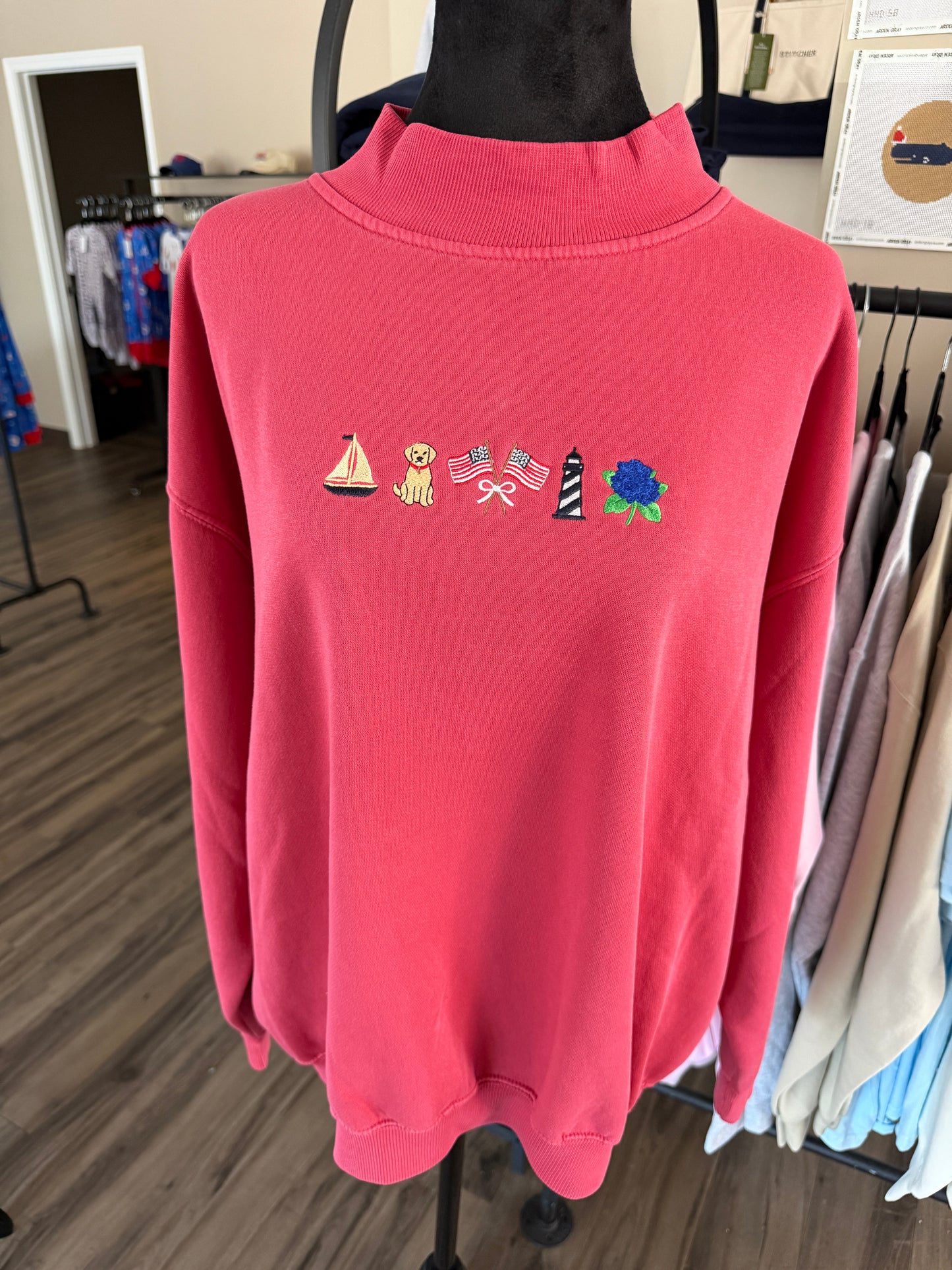 Nantucket Icons Embroidered Mock Neck