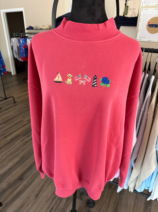 Nantucket Icons Embroidered Mock Neck